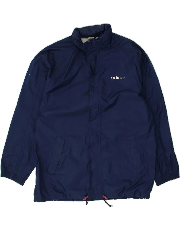Men's Coats with Relaxed FitsADIDAS Mens Rain Jacket UK 44/46 Large Navy Blue Polyamide