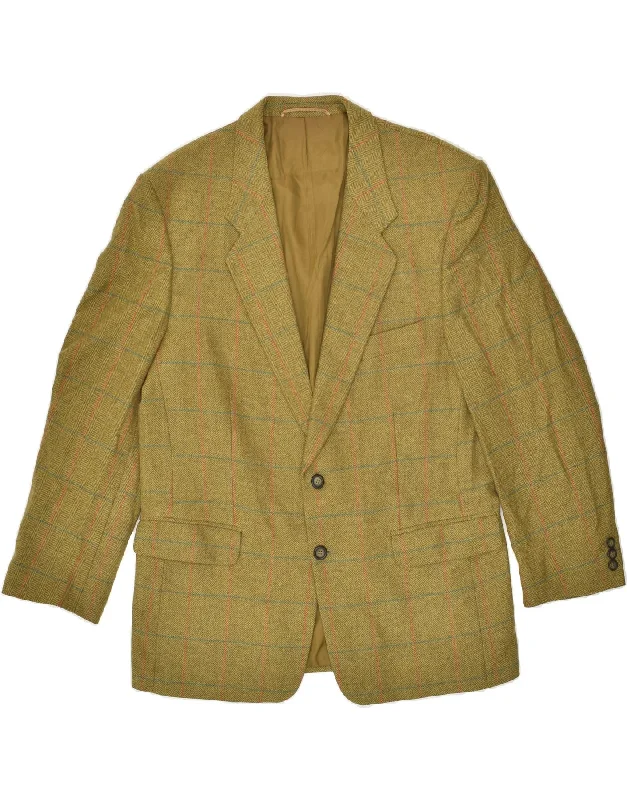 Men's Coats with Stretch FabricBERTO LUCCI Mens 2 Button Blazer Jacket UK 40 Large Green Check