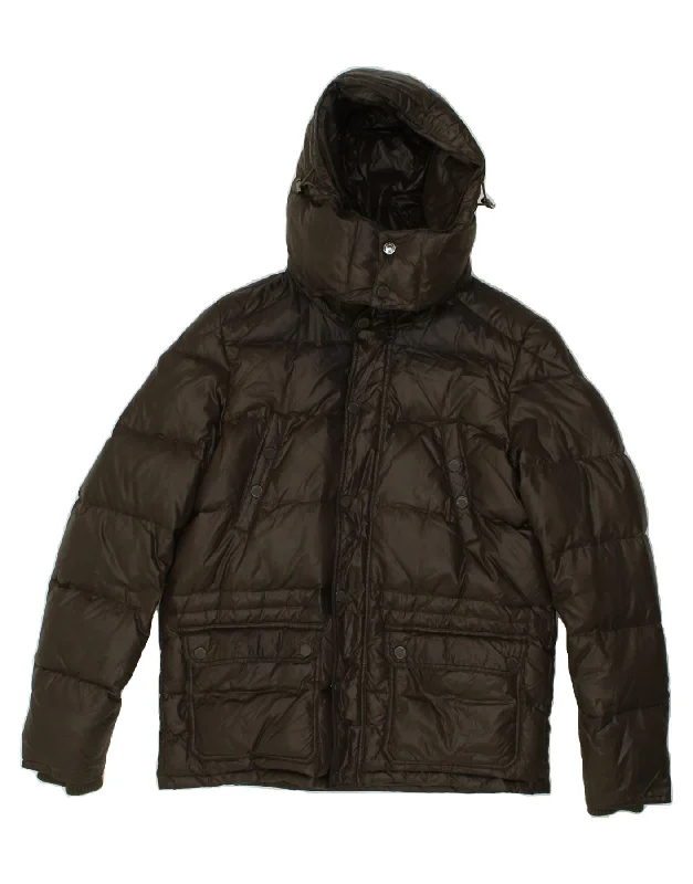 Men's Coats with Chest PocketsBEST COMPANY Mens Hooded Padded Jacket UK 36 Small Khaki Polyester