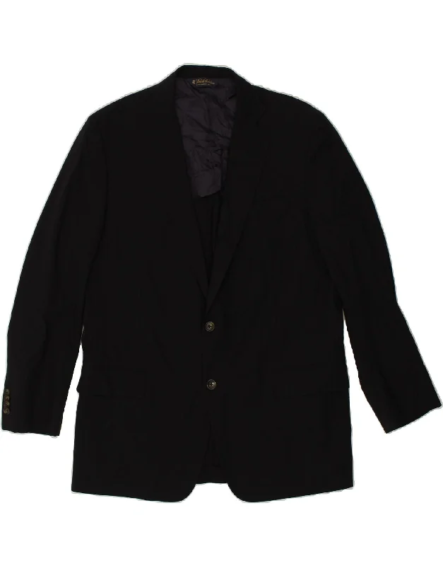 Men's Coats with Fur TrimBROOKS BROTHERS Mens 2 Button Blazer Jacket UK 44 2XL Navy Blue Wool
