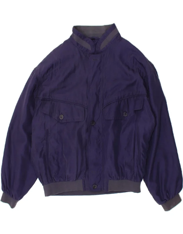 Men's Coats with ButtonsC&A Mens Bomber Jacket UK 40 Large Navy Blue Polyamide