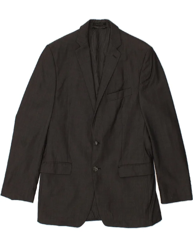 Men's Coats Made in ItalyCALVIN KLEIN Mens Slim Fit 2 Button Blazer Jacket UK 40 Large Grey Wool