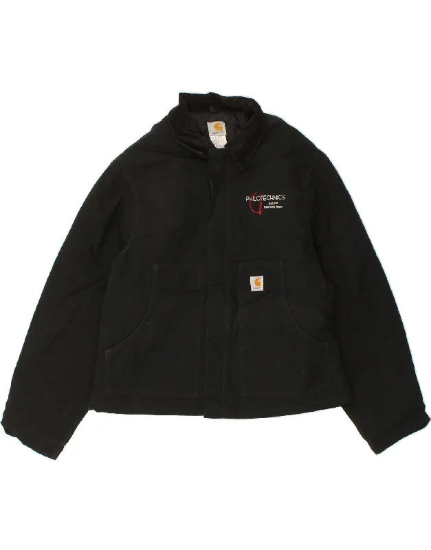 Men's Coats for LayeringCARHARTT Mens Windbreaker Jacket IT 46 Small Black Cotton