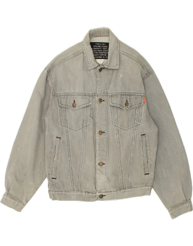 Men's Coats with LiningCASUCCI Mens Denim Jacket UK 40 Large Grey