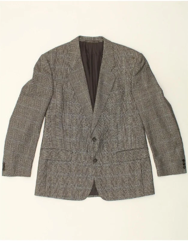 Men's Coats with Fur TrimCERRUTI 1881 Mens 2 Button Blazer Jacket IT 52 XL Grey Check Wool