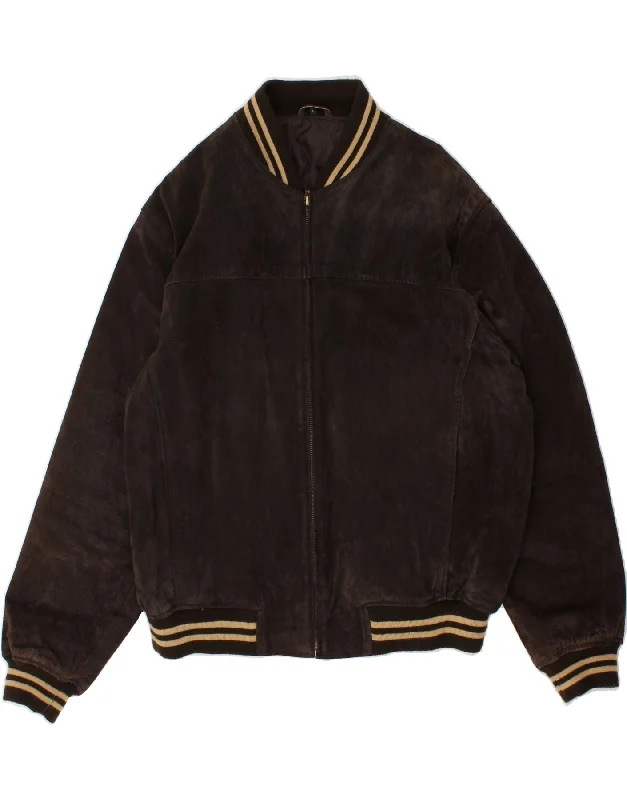 Men's Coats for Winter CampingCLOCK HOUSE Mens Bomber Leather Jacket UK 40 Large Brown Leather