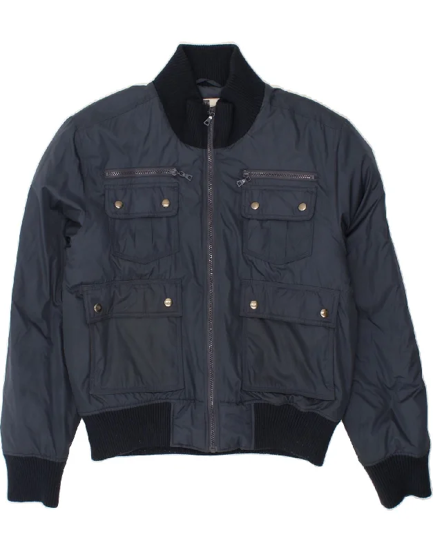 Elegant Men's Wool CoatsCONBIPEL Mens Bomber Jacket UK 36 Small Navy Blue Polyester