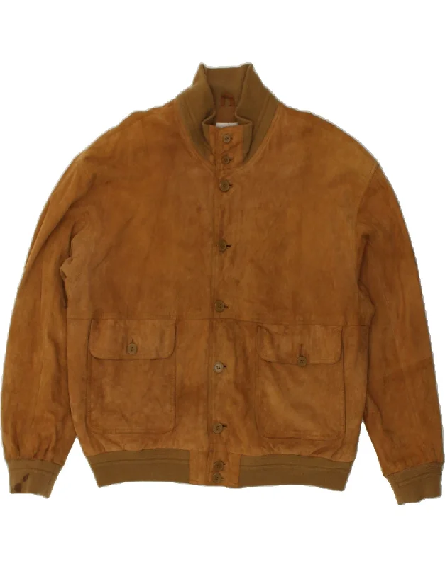 Best Men's Leather CoatsCONBIPEL Mens Free Heron Suede Bomber Jacket UK 44 2XL Brown Leather