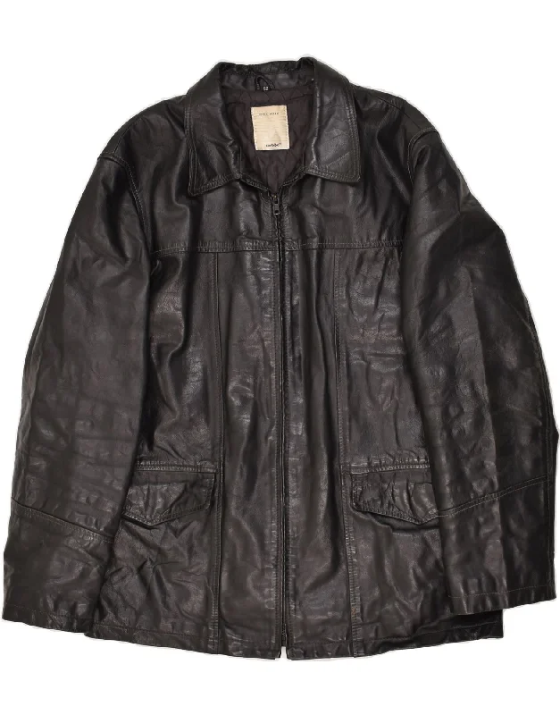 Men's Coats with ZippersCONBIPEL Mens Leather Jacket IT 52 XL Black Leather