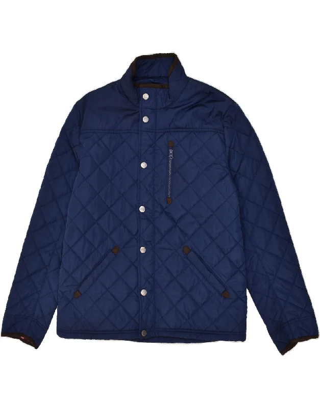 Men's Coats with Patchwork DesignsCREW CLOTHING Mens Quilted Jacket UK 38 Medium Navy Blue Polyester