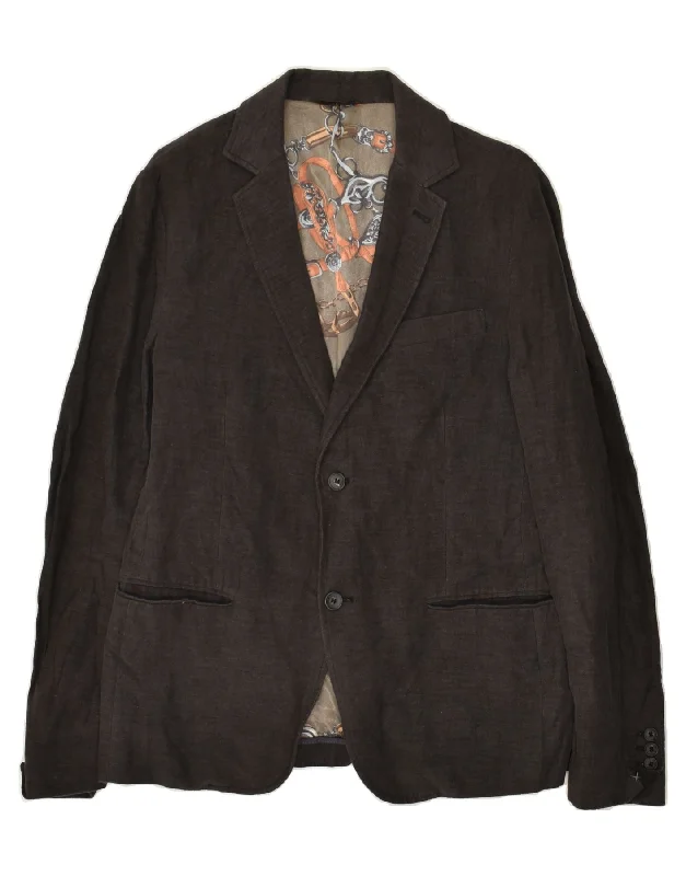 Men's Coats for Mild WeatherDANIELE ALESSANDRINI Mens 2 Button Blazer Jacket IT 50 Large Brown Cotton