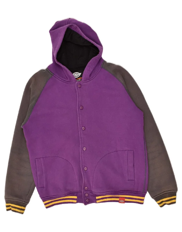 Men's Coats with Contrast StitchingDICKIES Mens Hooded Varsity Jacket UK 40 Large Purple Colourblock