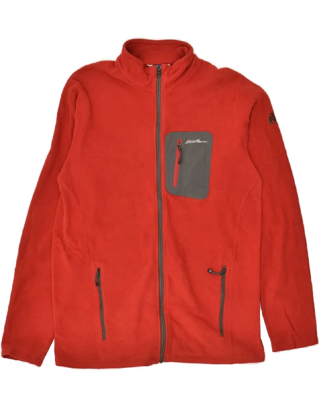 Men's Coats for Tall MenEDDIE BAUER Mens Fleece Jacket UK 40 Large Orange Polyester
