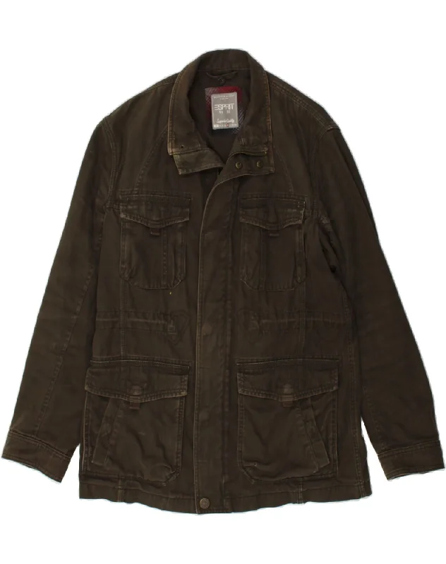 Weather-Resistant Men's CoatsESPRIT Mens Utility Jacket UK 40 Large Khaki Cotton