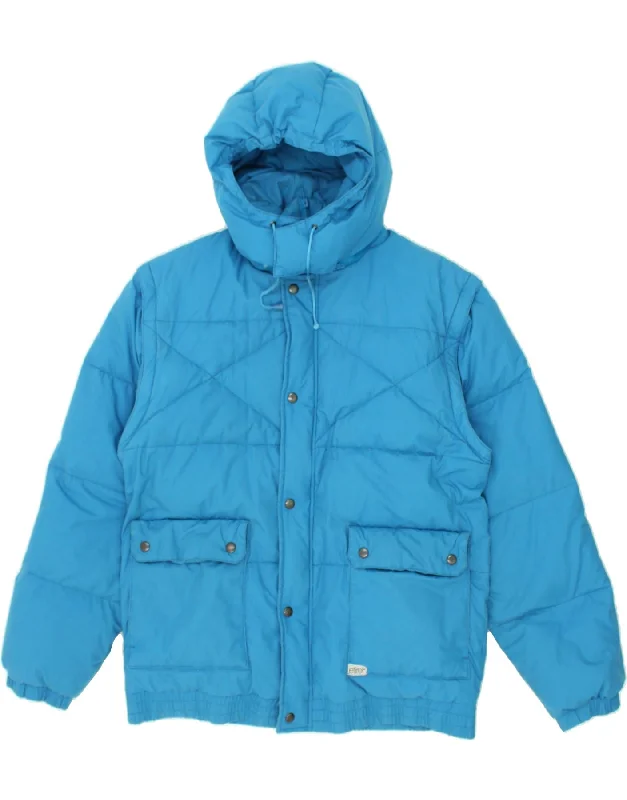 Men's Coats Made in ItalyETIREL Mens Hooded Padded Jacket UK 38 Medium Blue Cotton