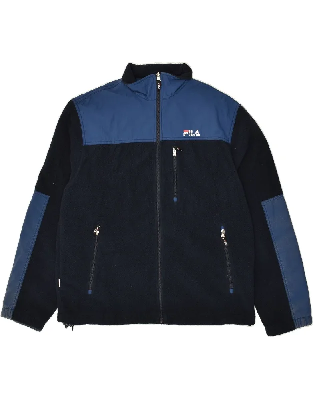 Men's Coats with Vintage StyleFILA Mens Fleece Jacket UK 44 2XL Black Colourblock