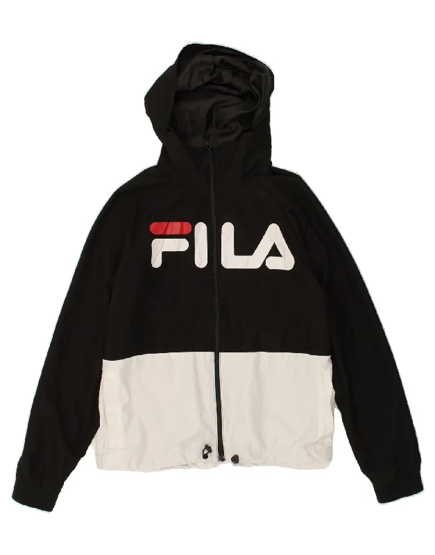 Men's Coats for Snowy WeatherFILA Mens Graphic Rain Jacket UK 36 Small Black Colourblock Polyester