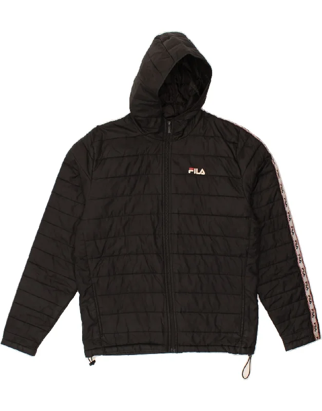 Modern Men's Field JacketsFILA Mens Hooded Padded Jacket UK 38 Medium Black Polyester