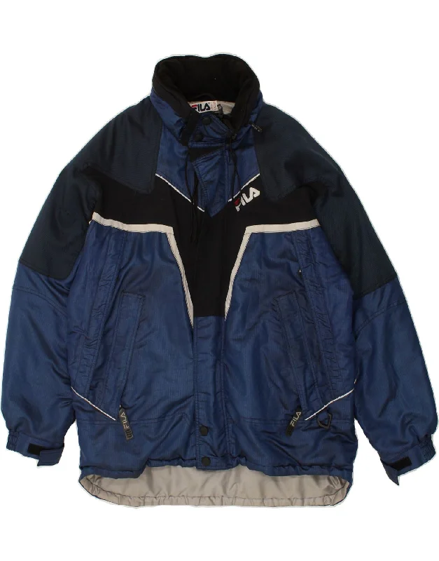 Men's Coats for Big and TallFILA Mens Hooded Windbreaker Jacket IT 52 XL Blue Colourblock