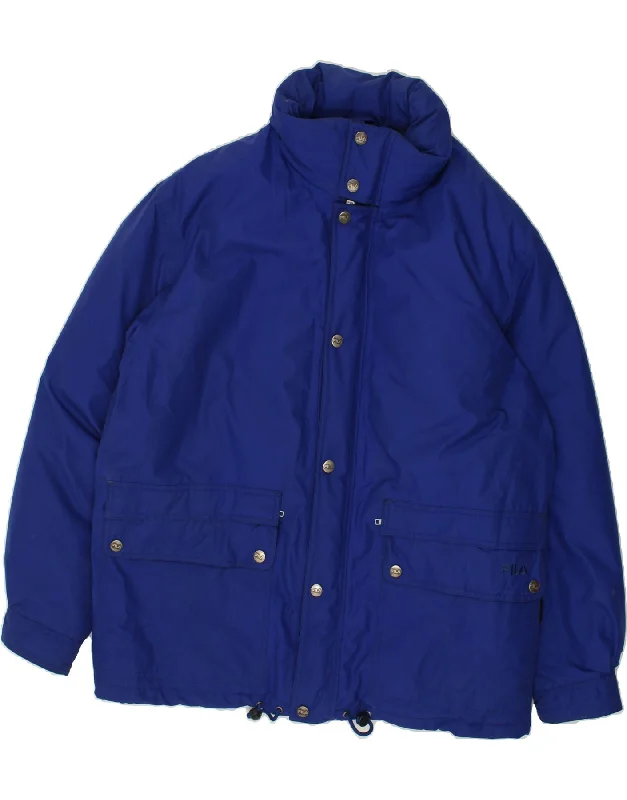 Trendy Men's Anorak JacketsFILA Mens Hooded Windbreaker Jacket UK 40 Large Blue Polyamide