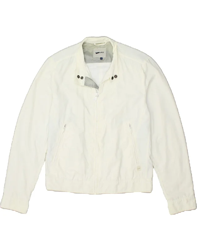 Warm Men's Down JacketsGAS Mens Bomber Jacket UK 40 Large Off White Polyamide