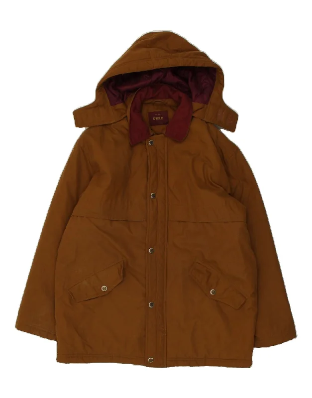 Men's Coats with Slim FitsGIOLE Mens Hooded Windbreaker Jacket UK 42 XL Brown