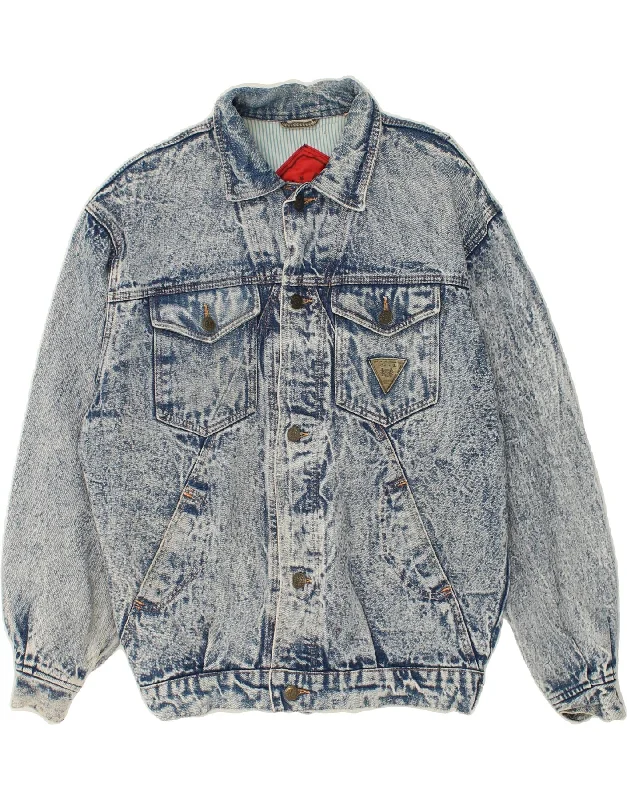 Men's Coats for Short MenGLOBE TROTTER Mens Denim Jacket UK 38 Medium Blue Cotton