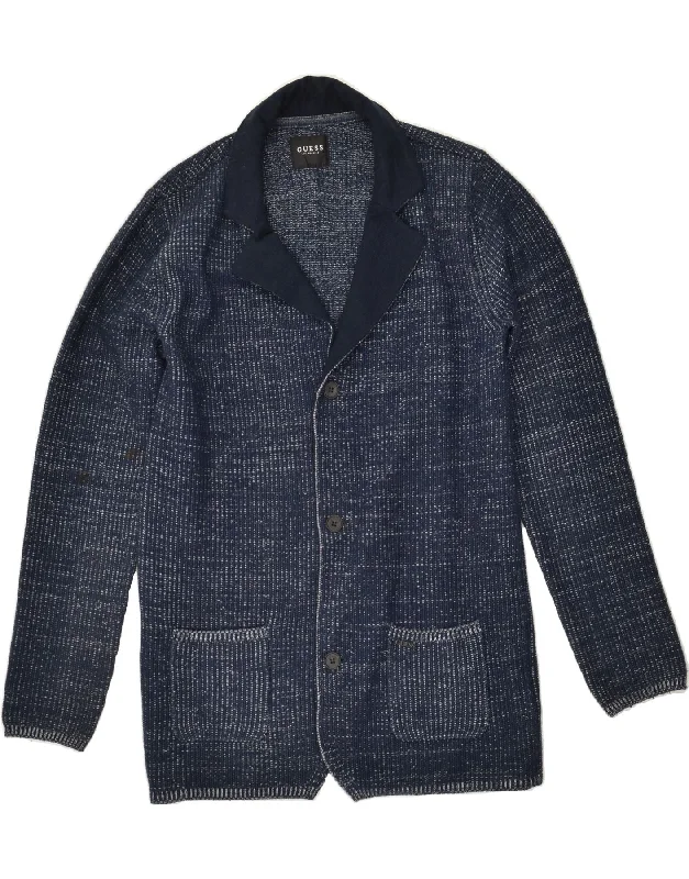 Trendy Men's Anorak JacketsGUESS Mens 3 Button Knit Blazer Jacket UK 36 Small Navy Blue Wool
