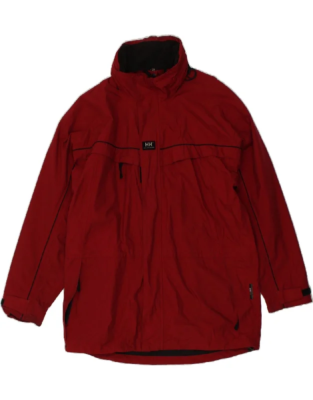 Affordable Men's Winter CoatsHELLY HANSEN Mens Hooded Rain Jacket UK 42 XL Maroon Polyamide