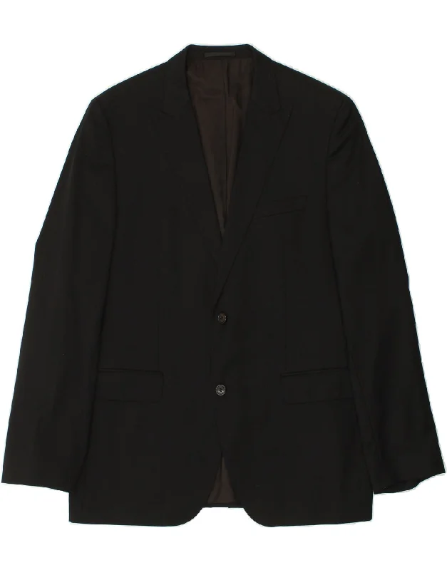 Men's Coats for BikingHUGO BOSS Mens 2 Button Blazer Jacket EU 52 XL Black Virgin Wool