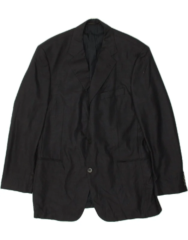 Men's Coats with Adjustable HemsHUGO BOSS Mens 2 Button Blazer Jacket IT 54 2XL Navy Blue Viscose