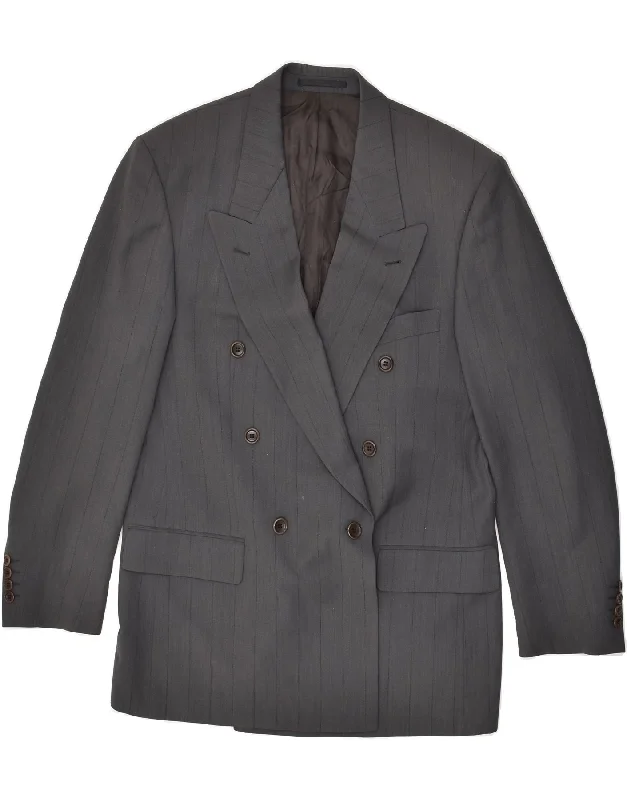Men's Coats without LiningHUGO BOSS Mens Double Breasted Blazer Jacket UK 38 Medium Grey Striped