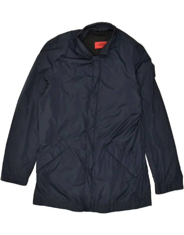 Men's Coats with Magnetic ClosuresHUGO BOSS Mens Rain Jacket UK 36 Small Navy Blue