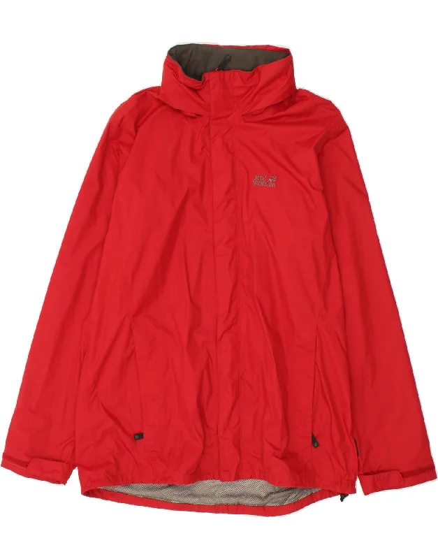 Affordable Men's Winter CoatsJACK WOLFSKIN Mens Hooded Rain Jacket UK 44 2XL Red Polyamide