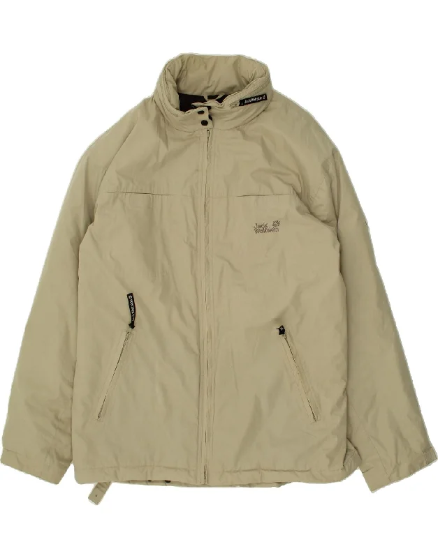Men's Coats for City WearJACK WOLFSKIN Mens Travel Hooded Bomber Jacket UK 42 XL Beige Cotton
