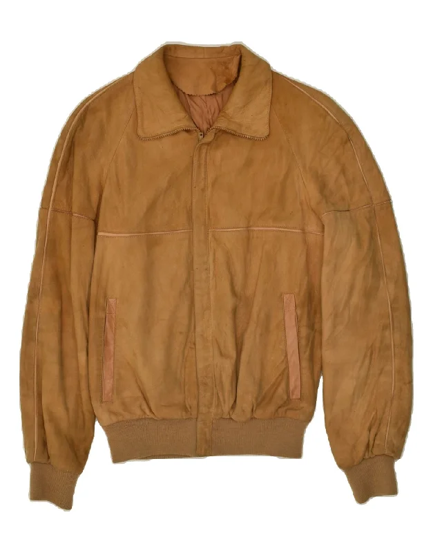 Men's Coats with Convertible CollarsJACKPOT Mens Leather Jacket UK 36 Small Brown Leather