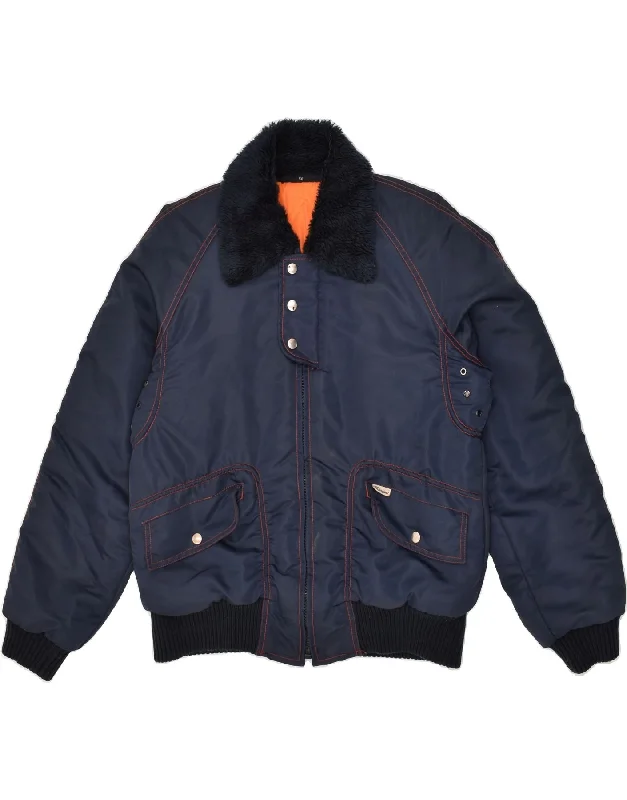 Men's Coats with Tactical FeaturesJINGLERS Mens MA-1 Flight Jacket IT 50 Large Navy Blue Nylon