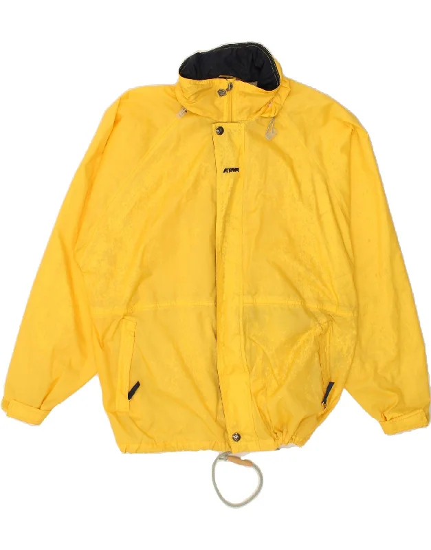 Men's Coats for Tall MenK-WAY Mens Hooded Windbreaker Jacket UK 40 Large Yellow Polyester
