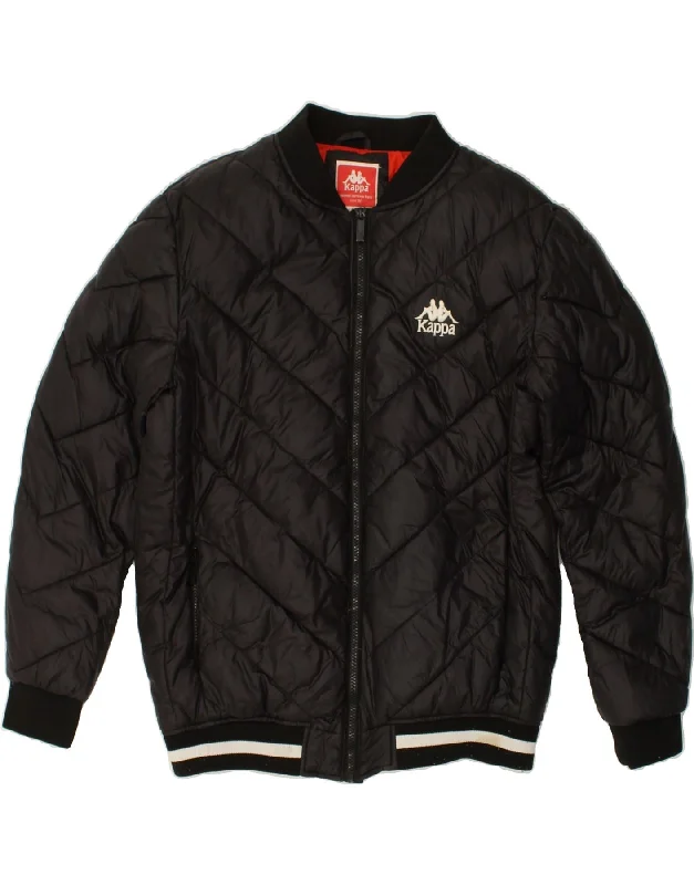 Men's Coats with Stretch FabricKAPPA Mens Graphic Padded Jacket UK 40 Large Black Nylon