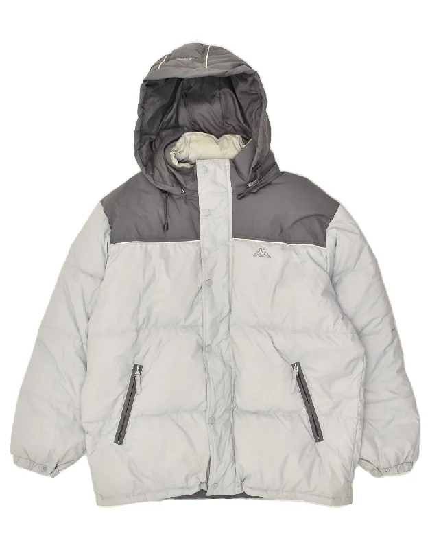 Men's Coats for SkiingKAPPA Mens Hooded Padded Jacket UK 42 XL Grey Colourblock Polyester