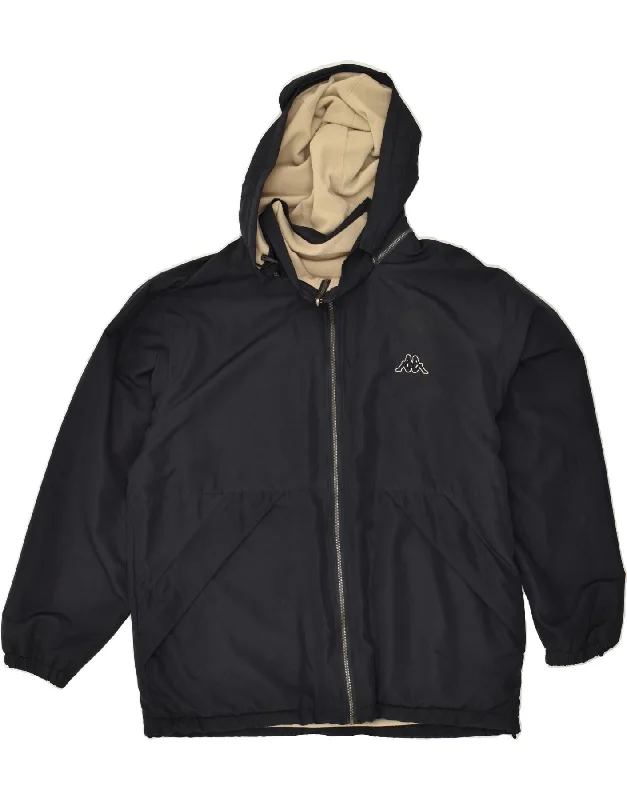 Men's Coats with Contrast StitchingKAPPA Mens Hooded Reversible Jacket UK 36 Small Navy Blue Polyester