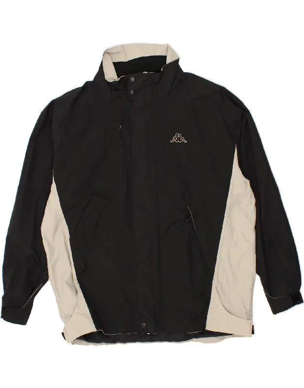 Men's Coats for Big and TallKAPPA Mens Windbreaker Jacket UK 44 2XL Black Colourblock Polyamide