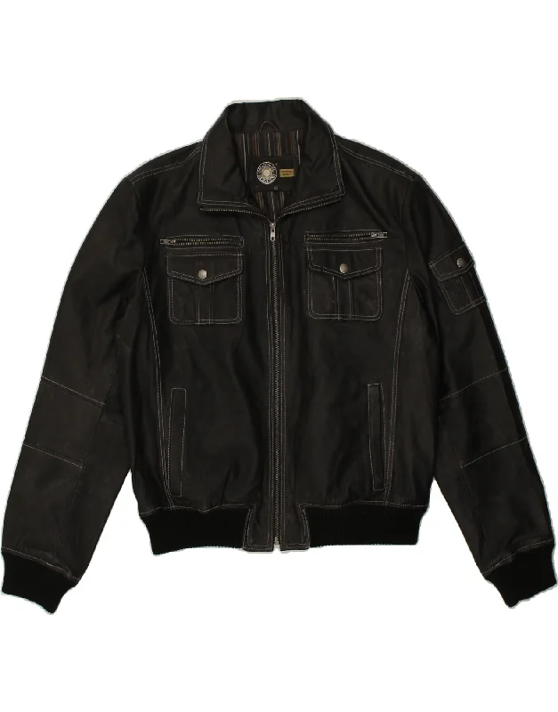 Men's Coats with Multi-Pocket DesignKARA Mens Leather Bomber Jacket IT 52 XL Black