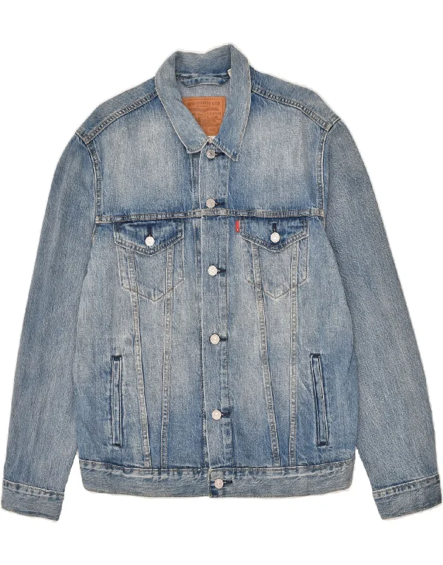 Men's Coats with Adjustable SleevesLEVI'S Mens Denim Jacket UK 40 Large Blue Cotton