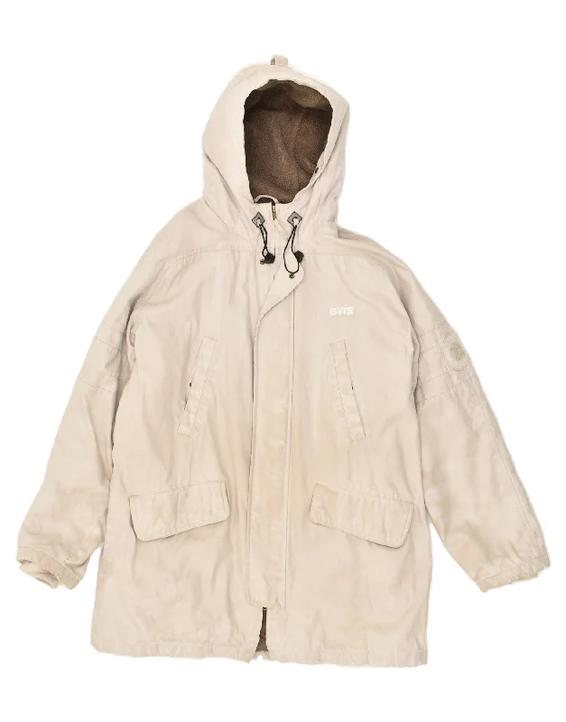 Men's Coats with Snap ButtonsLEVI'S Mens Hooded Windbreaker Jacket UK 42 XL Beige