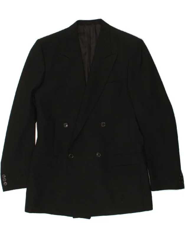 High-Quality Men's Duffle CoatsLUBIAM Mens Double Breasted Blazer Jacket IT 48 Medium Black Virgin Wool