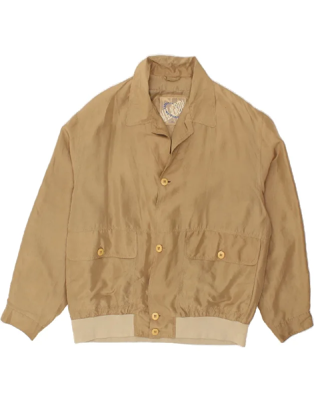 Functional Men's Ski JacketsMALAGRIDA Mens Bomber Jacket UK 40 Large Beige Silk