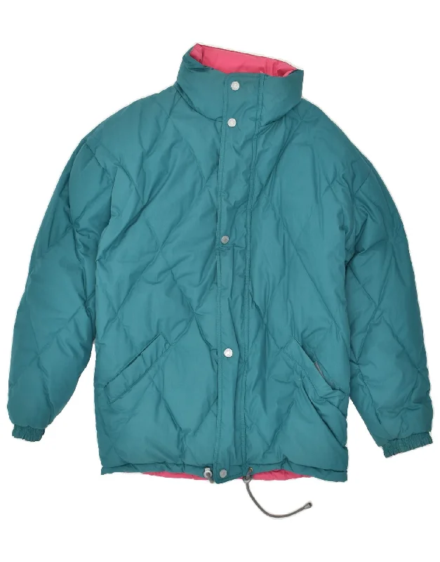 Men's Coats with HoodsMC KEE'S Mens Quilted Reversible Jacket UK 38 Medium Blue Colourblock
