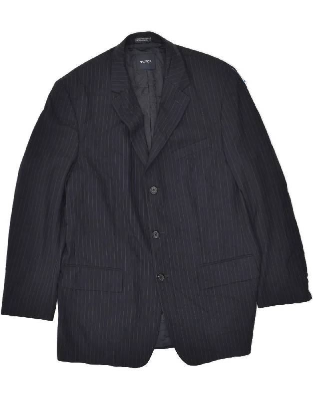 Men's Coats with Removable LiningsNAUTICA Mens 3 Button Blazer Jacket UK 40 Large Navy Blue Striped