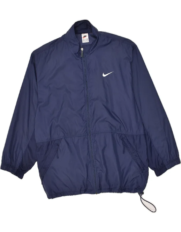 Men's Coats for Rainy WeatherNIKE Mens Graphic Rain Jacket UK 42/44  Large Navy Blue Nylon